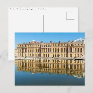 Slottet Versailles och spegling i en damm Vykort