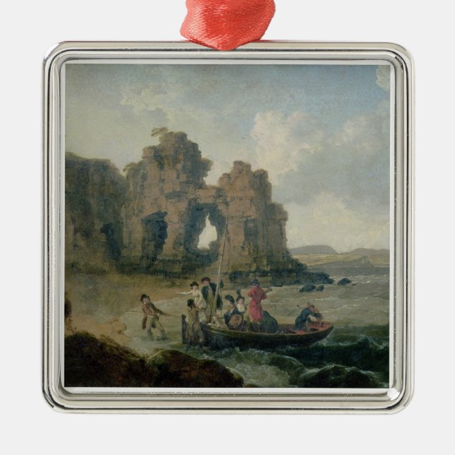 Slottsten (den Flatholm ön), Bristol kanaliserar, Julgransprydnad Metall (Framsidan)