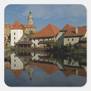 Slottstorn, Vltavafloden, Cesky Krumlov, Fyrkantigt Klistermärke