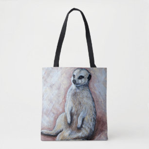 Slouchy Meerkat Painting Tygkasse