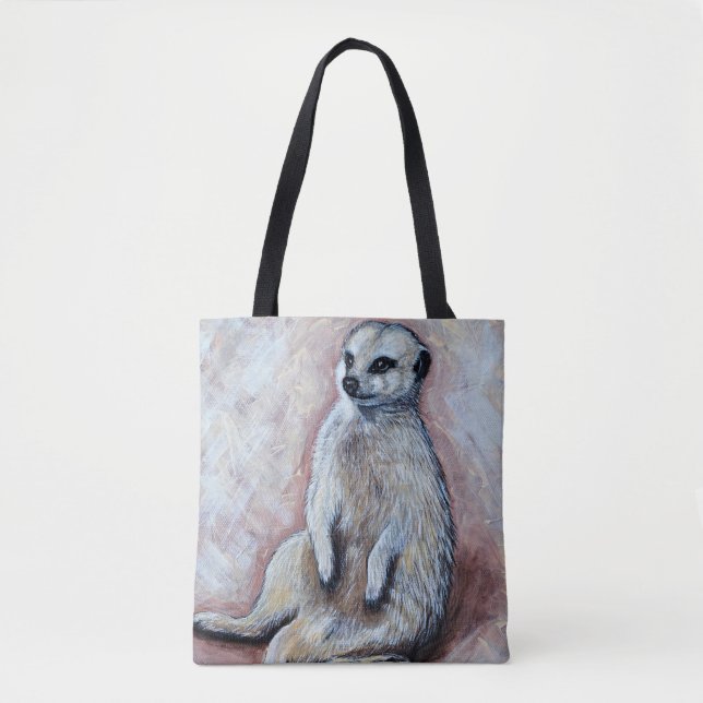 Slouchy Meerkat Painting Tygkasse (Framsida)