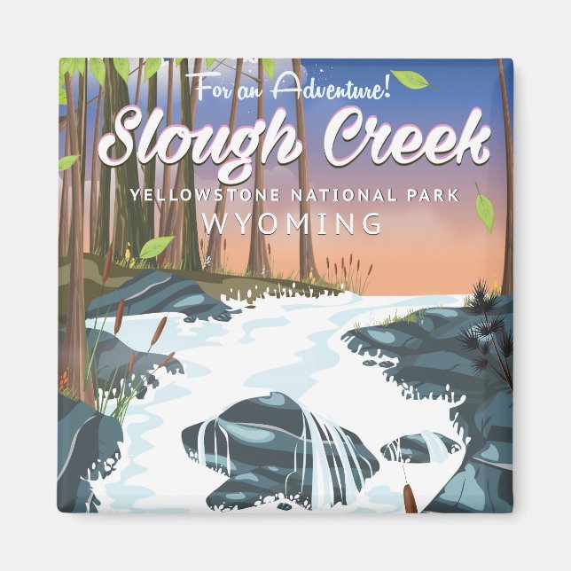 Slough Bäck,Yellowstone nationalpark Magnet (Framsidan)