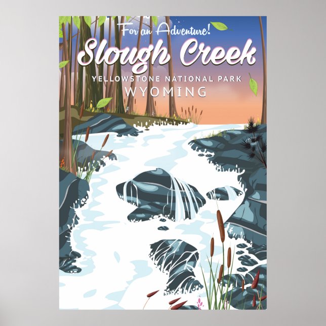 Slough Bäck,Yellowstone nationalpark Poster (Framsidan)