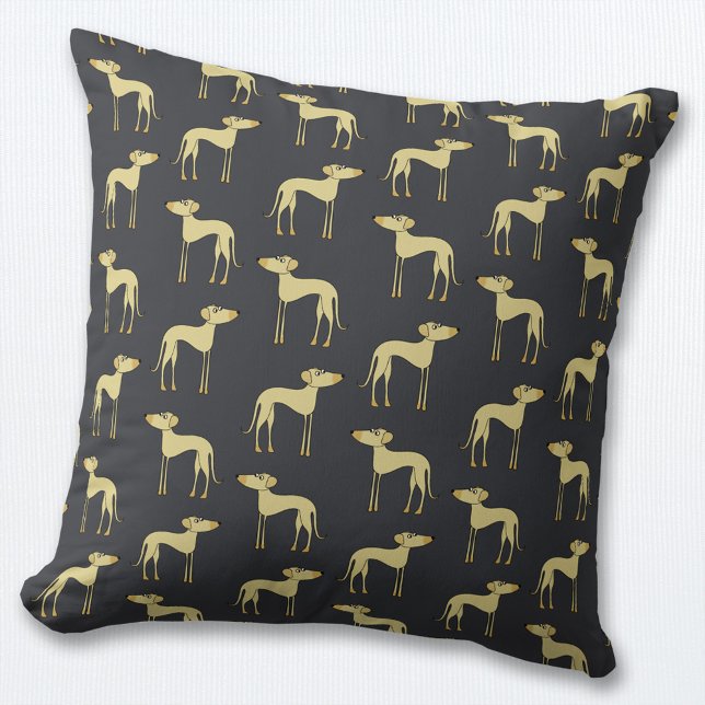 Sloughi Hund Mönster Kudde (Sloughi or Saluki dog throw pillow)