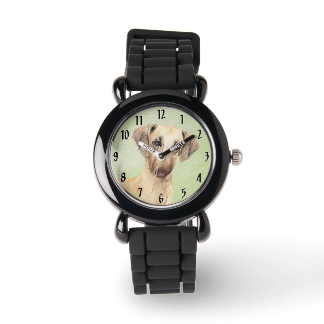 Sloughis Painting - Cute Original Hund Art Armbandsur (Framsida)