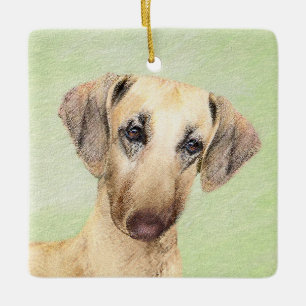 Sloughis Painting - Cute Original Hund Art Julgransprydnad Keramik