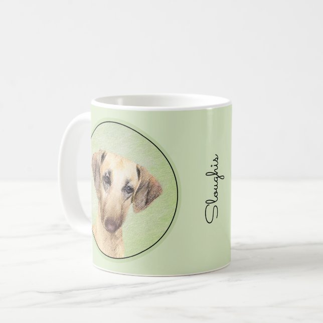 Sloughis Painting - Cute Original Hund Art Kaffemugg (Framsida vänster)
