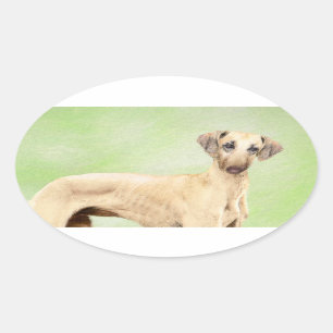 Sloughis Painting - Cute Original Hund Art Ovalt Klistermärke