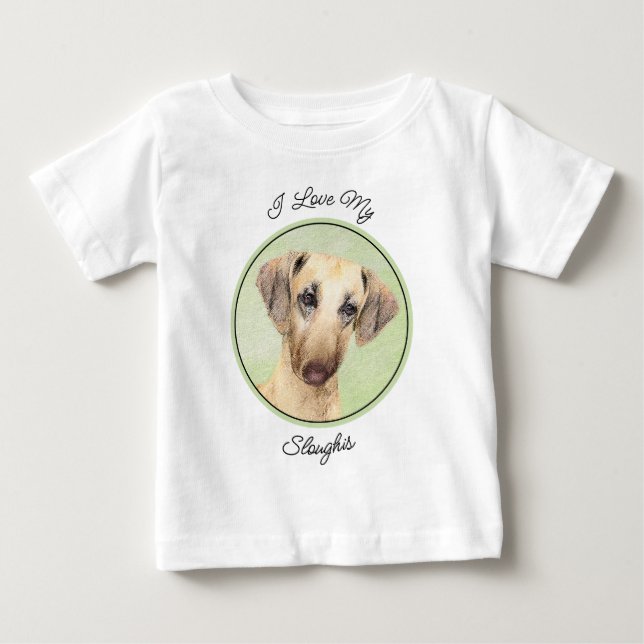 Sloughis Painting - Cute Original Hund Art T Shirt (Framsida)