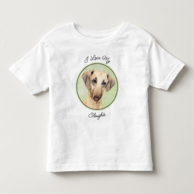 Sloughis Painting - Cute Original Hund Art T Shirt (Framsida)