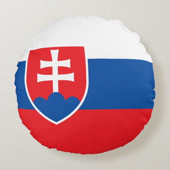 Slovakia Flag Rund Kudde (Framsidan)