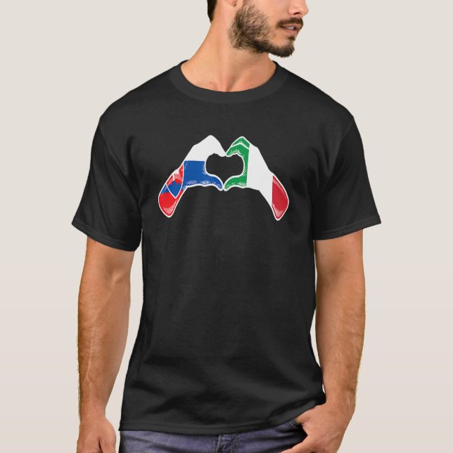Slovakia Italy Flag  Slovakian Italian Heart T Shirt (Framsida)