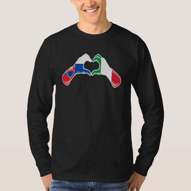 Slovakia Italy Flag  Slovakian Italian Heart T Shirt (Framsida)