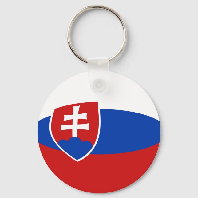 Slovakien Fisheye Flagga Keychain Nyckelring (Framsida)