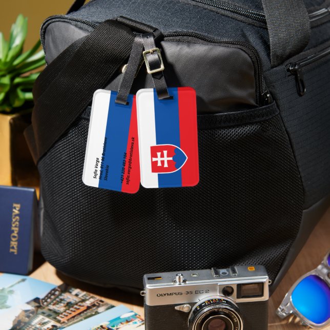 Slovakien flagga bagagebricka (Fram & Baksida)