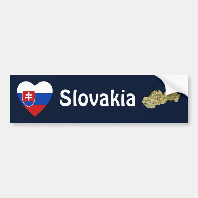 Slovakien Flagga Hjärta + Kart Dekal (Framsidan)