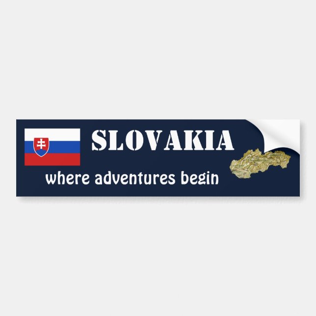 Slovakien Flagga + Kart Dekal (Framsidan)
