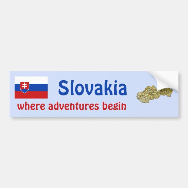 Slovakien Flagga + Kart Dekal (Framsidan)