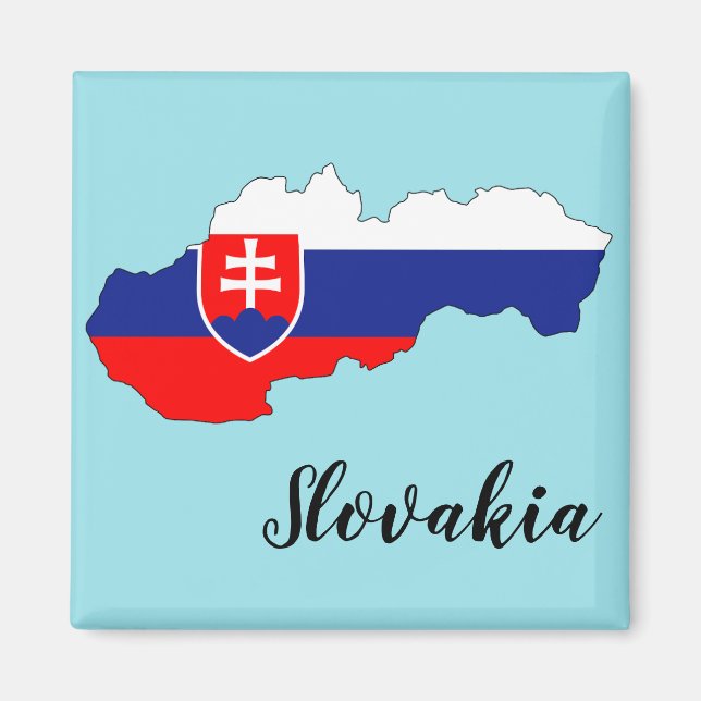 Slovakien Flagga Karta Magnet (Framsidan)