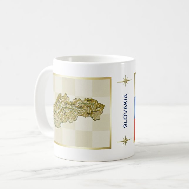 Slovakien Flagga + Karta Mugg (Framsida vänster)