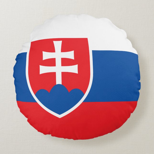 Slovakien Flagga Rund Kudde (Framsidan)