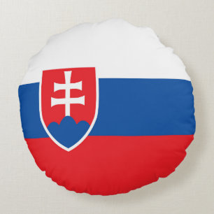 Slovakien flagga rund kudde