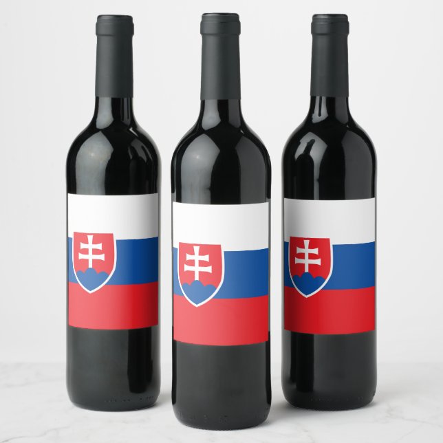 Slovakien flagga vinflaska etikett (Flaskor)