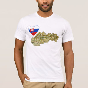 Slovakien flaggahjärta och kartaT-tröja Tee
