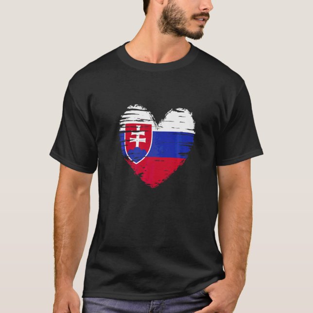 Slovakien Heart Slovakiska Flagga Slovakiska Pride T Shirt (Framsida)