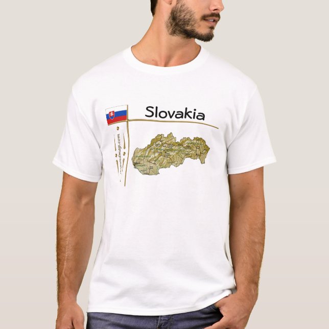 Slovakien Karta + Flagga + avdelning T-skirt T-shirt (Framsida)