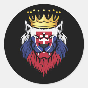 Slovakien Lejona Kung Flagga Runt Klistermärke