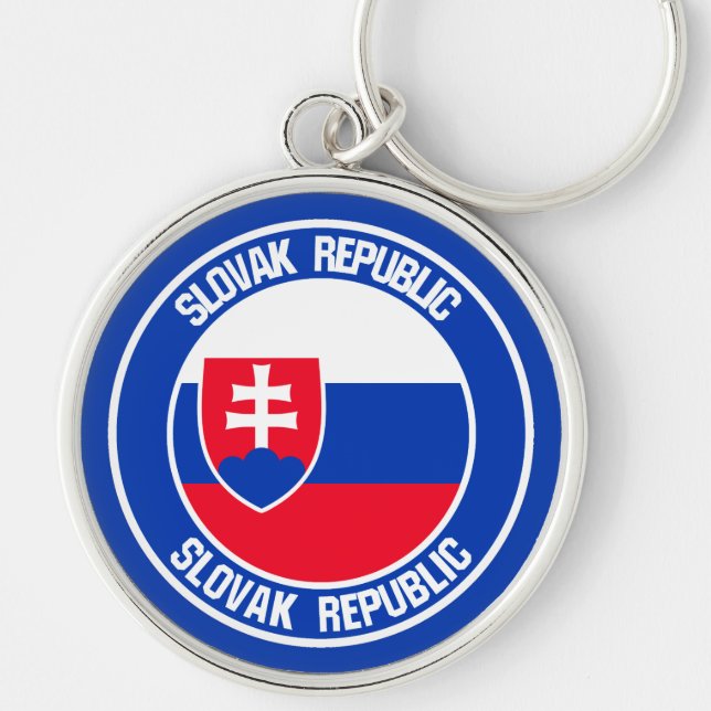 Slovakien Round Emblem Rund Silverfärgad Nyckelring (Framsidan)