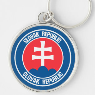 Slovakien Round Emblem Rund Silverfärgad Nyckelring