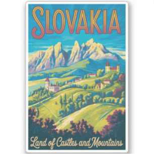 Slovakien Silhuett Illustration Resa Konst Vintage Klistermärken