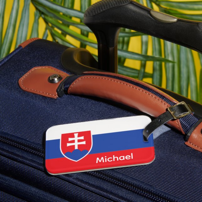 Slovakien Slovakisk Flagga Emblem Europa Bagagebricka (Framsida Insitu 3)