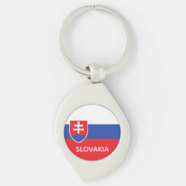 Slovakien Slovakisk Flagga Emblem Europa Swirl Silverfärgad Nyckelring