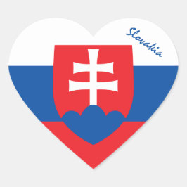Slovakien Sticker, Heart, Patriotic Slovakia Flagg Hjärtformat Klistermärke