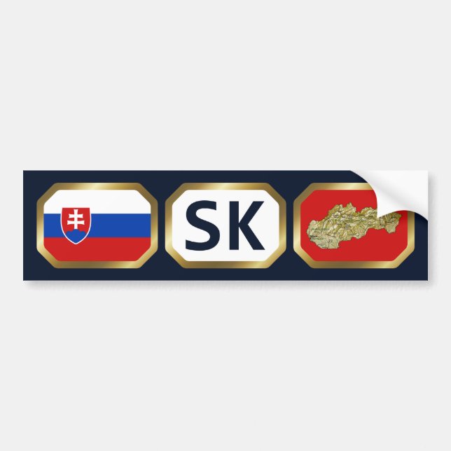 Slovakiens Flagga-kod för Karta Bildekal (Framsidan)