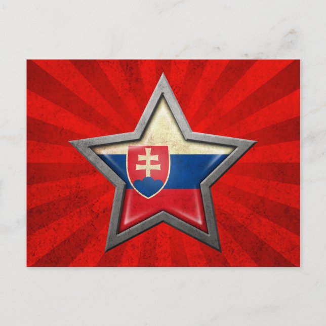 Slovakiens Flagga Star med ljusstråle Vykort (Framsida)