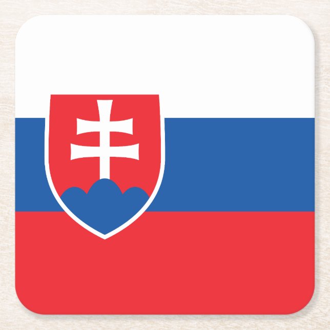 Slovakiens flagga underlägg papper kvadrat (Framsidan)
