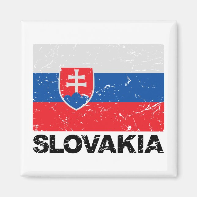 Slovakiens Flagga Vintage Magnet (Framsidan)