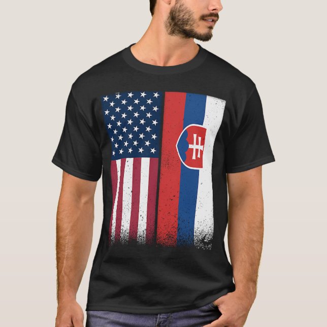 Slovakiens slovakiska amerikanska Flaggor Proud US T Shirt (Framsida)