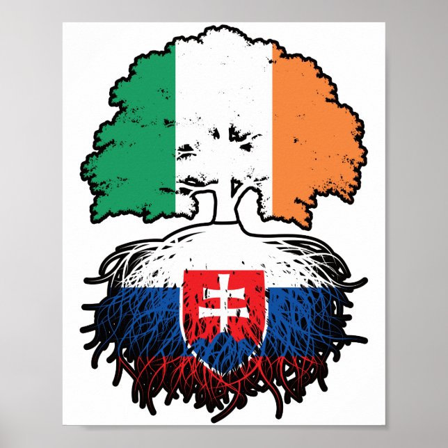 Slovakiens slovakiska Irish Ireland Träd Roots Fla Poster (Framsidan)