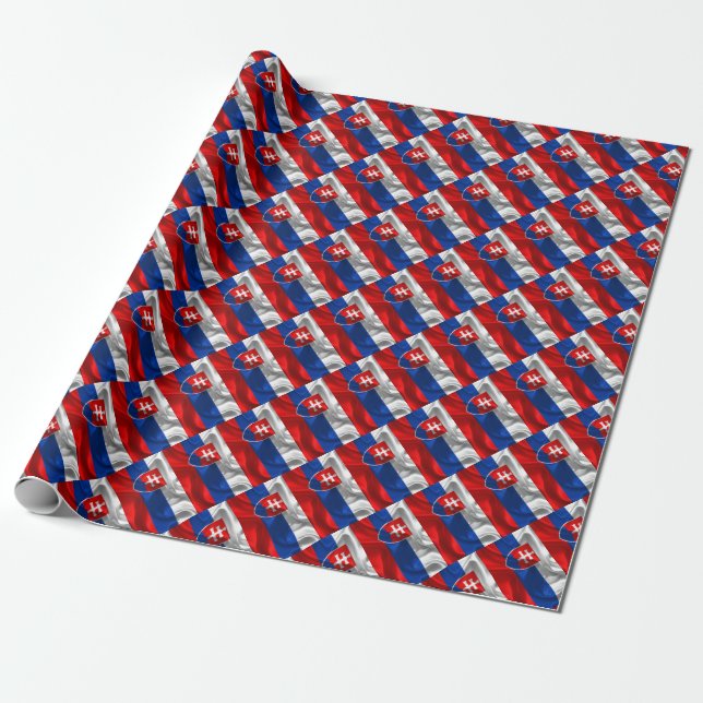 Slovakisk flagga som omsluter papper presentpapper (Utrullad)