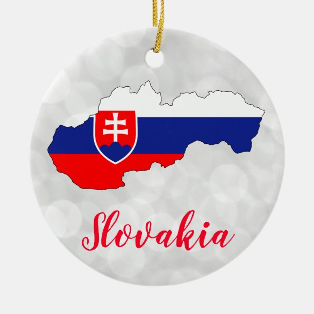 Slovakiska Flagga-julen Julgransprydnad Keramik (Framsidan)