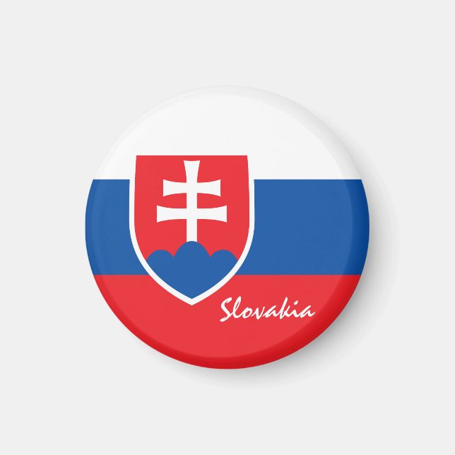 Slovakiska flagga & slovakiska helgdag, resa/sport magnet (Framsidan)