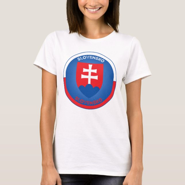 Slovakiska statsvapnet cirkelform  t shirt (Framsida)