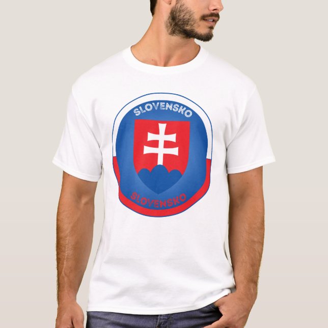 Slovakiska statsvapnet cirkelform  t shirt (Framsida)