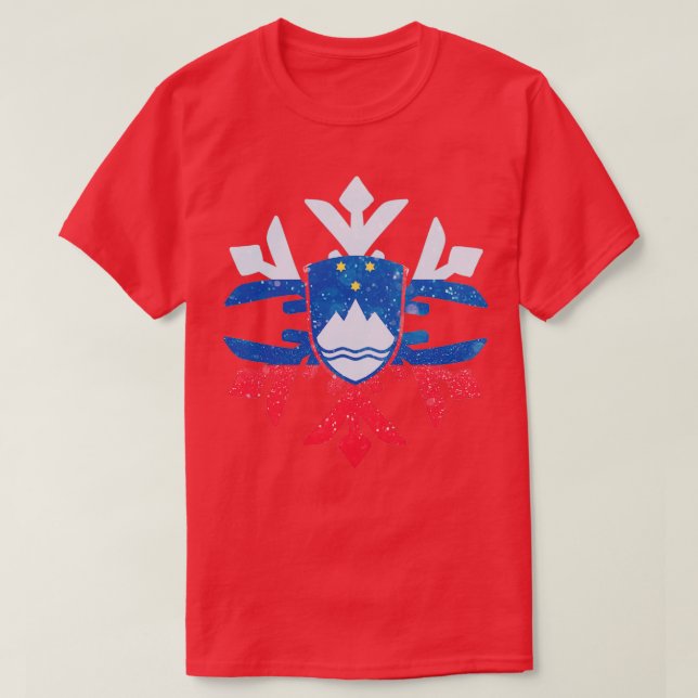 Slovenia Flag Winter Snowflake Design T Shirt (Design framsida)