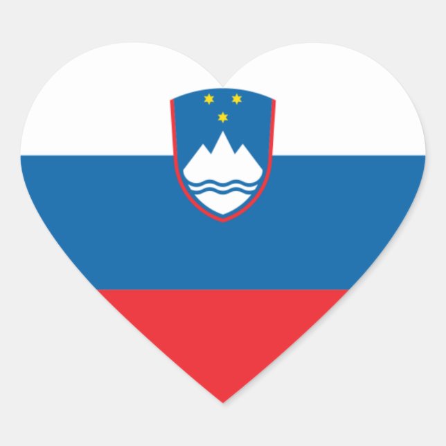 slovenia flagga hjärtformat klistermärke (Framsida)